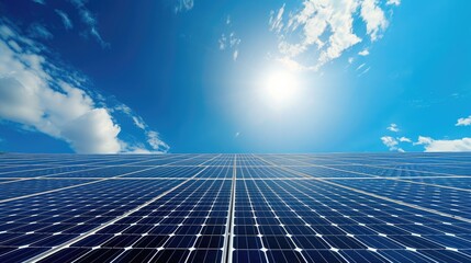 Solar cell panels with a sky background. Alternative electricity source