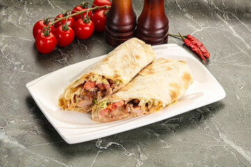 Shawarma with grilled chicken meat