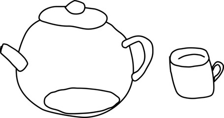 Hand drawn coffee pot illustration on transparent background.
