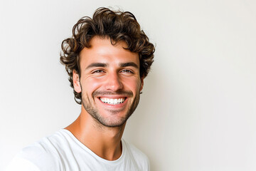 Frace men with perfect smile on white background 