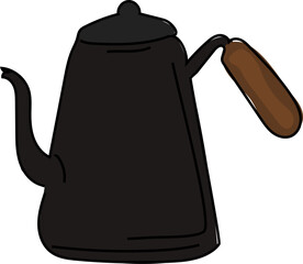 Hand drawn coffee pot illustration on transparent background.
