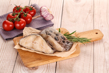 Raw wolffish steak for cooking
