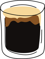 Hand drawn coffee cup illustration on transparent background.
