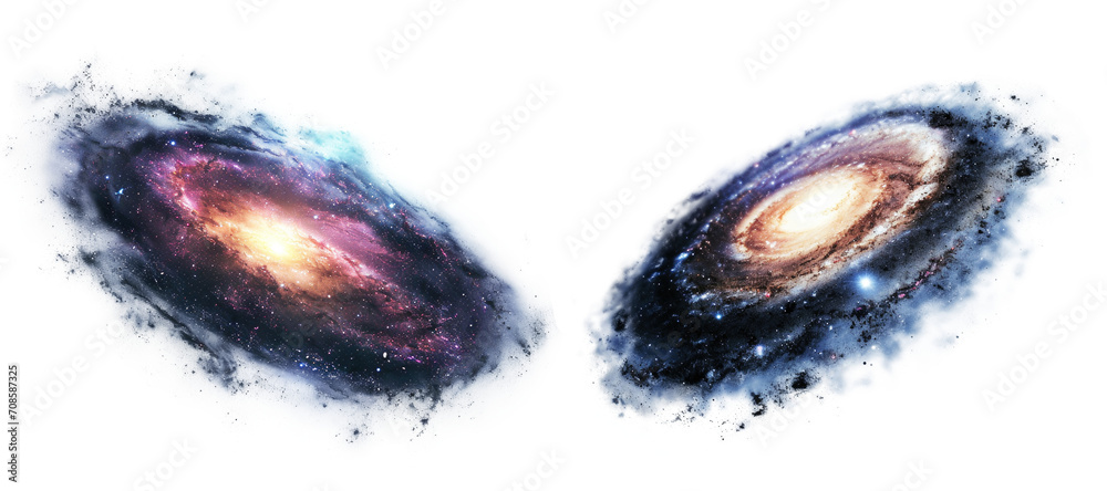 Canvas Prints set of galaxy isolated on transparent background.