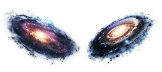 Set of galaxy isolated on transparent background.