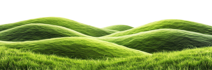 Panoramic green hills isolated on transparent background.
