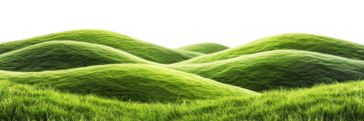 Panoramic green hills isolated on transparent background.