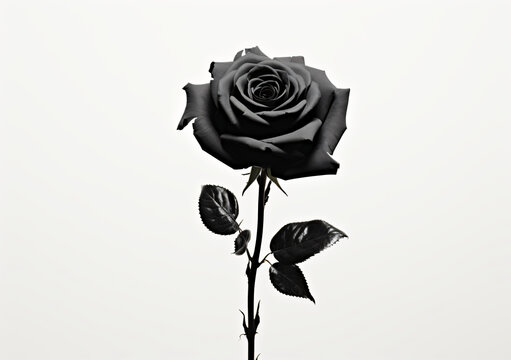 A black rose on a white background, in the style of color field minimalism, ilford pan f, light bronze and dark black, dark and brooding designer, photo-realistic hyperbole, 3840x2160, graphic black a