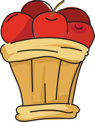 Cartoon apple illustration on transparent background.
