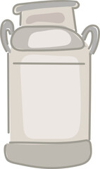 Cartoon milk bucket illustration on transparent background.
