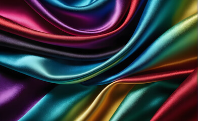 Obraz premium Abstract background luxury cloth or liquid wave or wavy folds of grunge rainbow silk texture satin velvet material or luxurious background or elegant wallpaper design. Generative AI