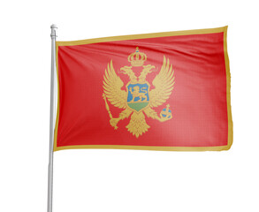 Montenegro national flag on white background.