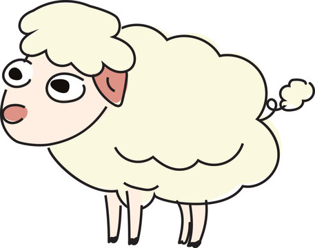 Cartoon sheep illustration on transparent background.
