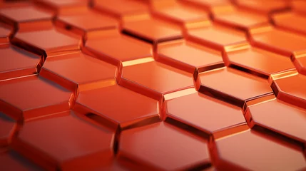 Foto op Plexiglas Close-up of a geometric pattern with copper hexagons creating an abstract background © Natasha 