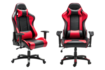 Set of gaming chairs isolated on transparent background.