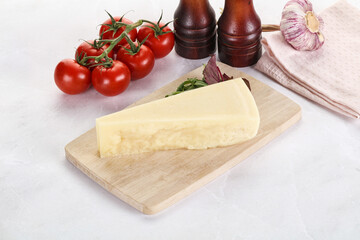 Piece Italian hard parmesan cheese