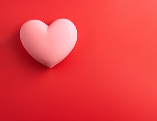 Valentine's Day background. Heart on a pastel red background. Valentine's Day concept. Space for text 