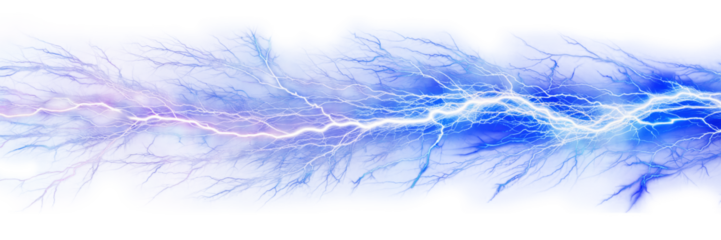Blue electricity isolated on transparent background.