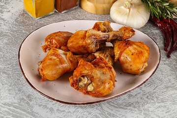 Raw marinated chicken drumstick for cooking