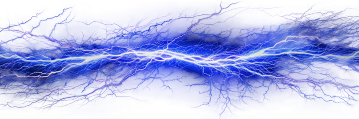 Blue electricity isolated on transparent background.