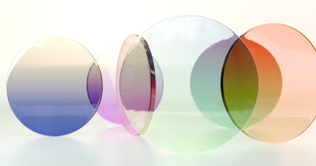 Colorful round glasses. 3D rendering.