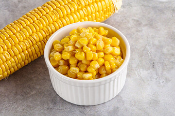 Marinated corn in the bowl