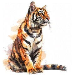 Young tiger watercolor painting