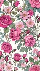 pattern with roses, bouquet of roses