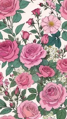 Zelfklevend Fotobehang pattern with roses, bouquet of roses © CreativeVirginia