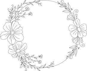 Hand drawn flora wreath for decoration.