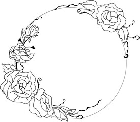 Hand drawn flora wreath for decoration.
