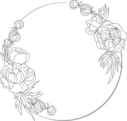 Hand drawn flora wreath for decoration.