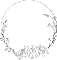 Hand drawn flora wreath for decoration.