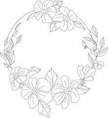 Hand drawn flora wreath for decoration.