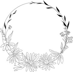 Hand drawn flora wreath for decoration.