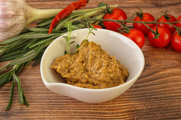 Jewish eggplant dip with oil