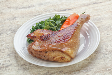 Roasted duck leg with orange sauce