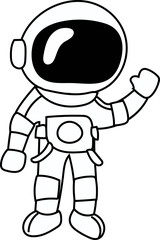 Hand drawn spaceman illustration on transparent background.
