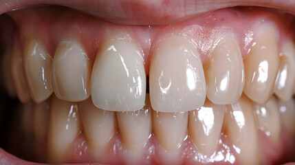 Close-Up of Healthy Human Teeth in Mouth