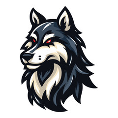 Fototapeta premium Wild brave animal wolf dog fox head face mascot design vector illustration, logo template isolated on white background