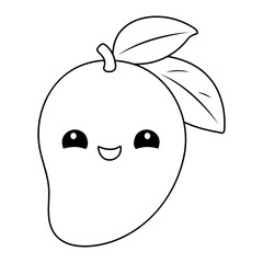 Mango character coloring page. Kawaii vector illustration