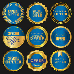 Special Offer Badge sale gold blue collections