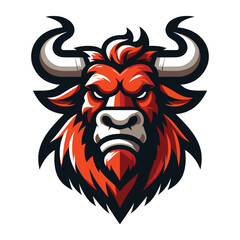 wild strong animal bull head face mascot design vector illustration, logo template isolated on white background