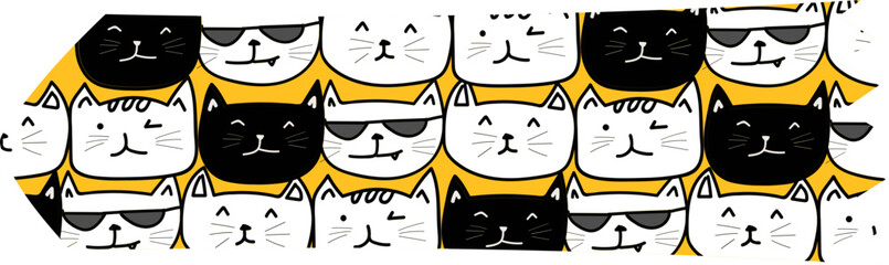 Cat washi tape on transparent background.