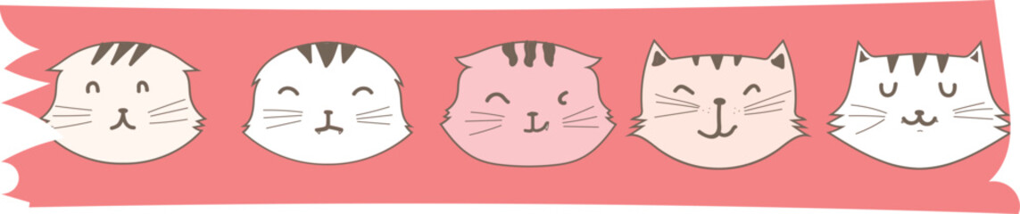 Cat washi tape on transparent background.