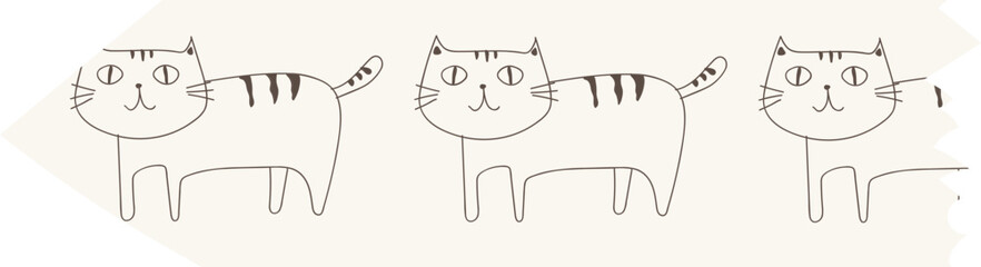 Cat washi tape on transparent background.