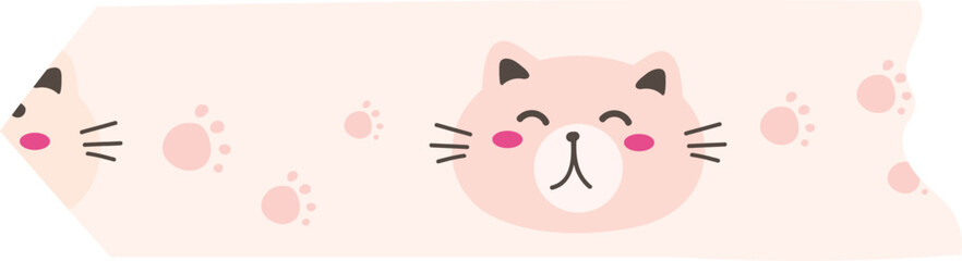 Cat washi tape on transparent background.