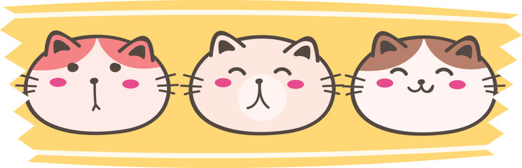 Cat washi tape on transparent background.