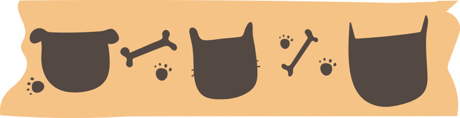 Dog washi tape on transparent background.
