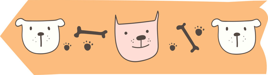 Dog washi tape on transparent background.
